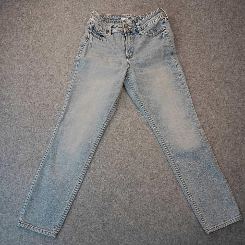 Old Navy Power Slim Straight High Rise Light Wash Jeans Womens Size 4 26 Inseam